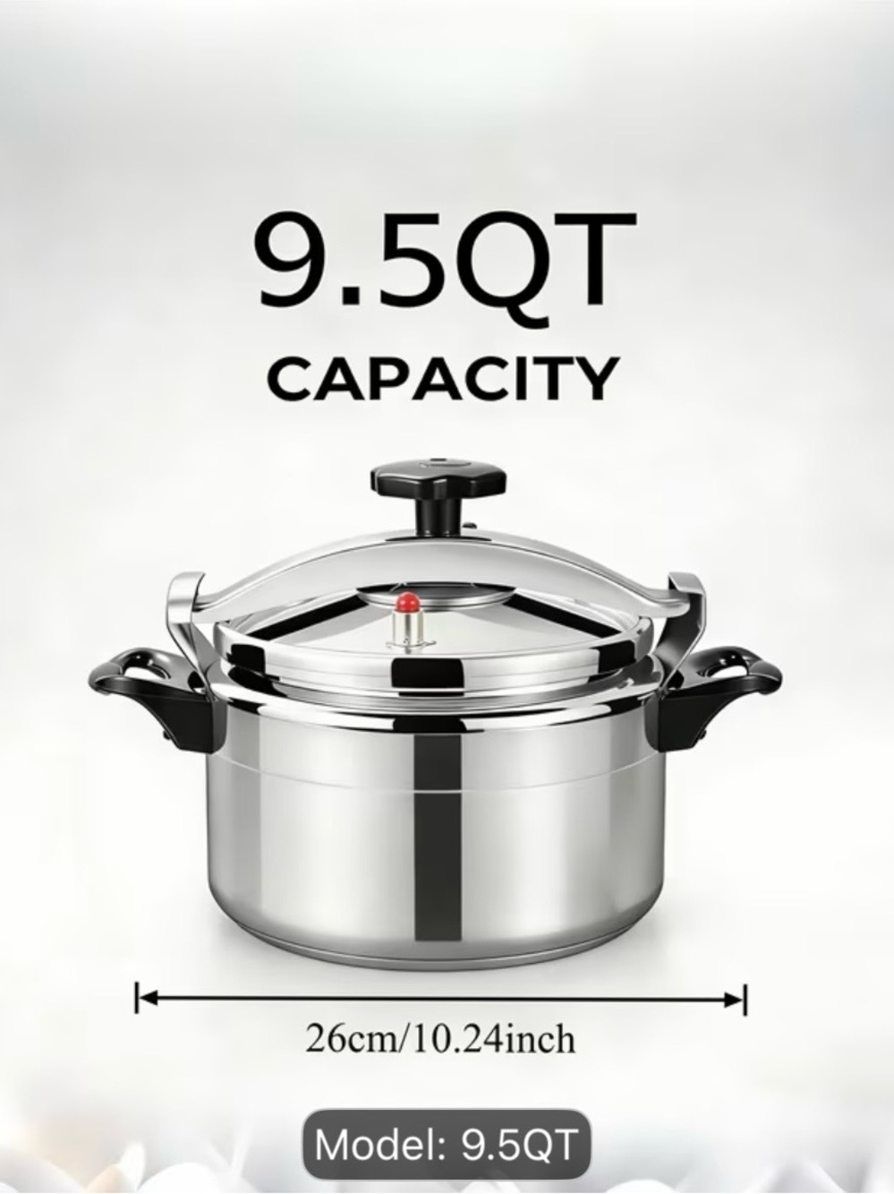 9.5QT Stainless Steel Pressure Cooker - Silver